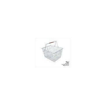 Durable Mesh Handing Metal Shopping Basket With Double Handles 400x300x220mm