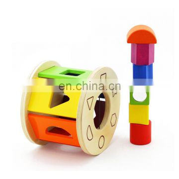 Wholesale Daycare Supplies Montessori Wooden Materials Maple Solid Wooden Shake and Match Shape Sorter for Hot Sale
