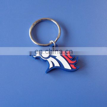 high quality 3D horse logo design company logo pantone color filled customized soft PVC keychain