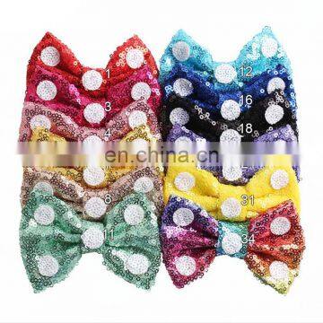 4Inches DIY Sequin Bows Without Clips Baby Girl Polka dot design Hair Bow 12Colors