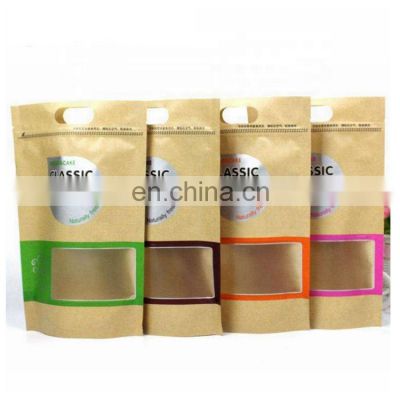 Custom Printed Moisture Proof Kraft Paper Bag With Window Craft Paper Mylar Bag