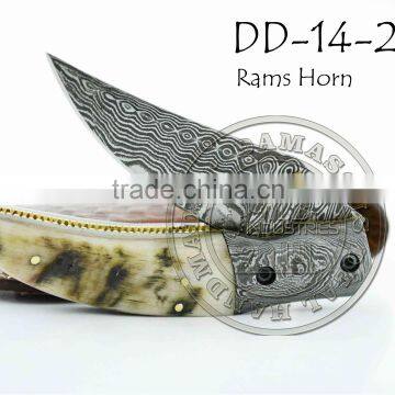 Damascus Steel Folding Knife DD-14-2583