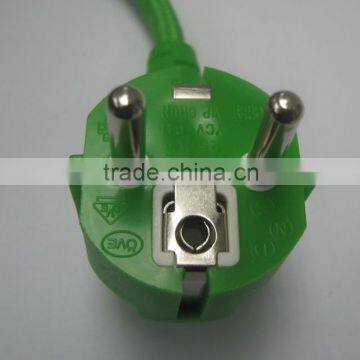 European standard 16A 250V angled type green 3pin plug