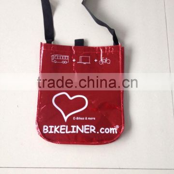 Red non woven lamination shoulder bag with adjust strap