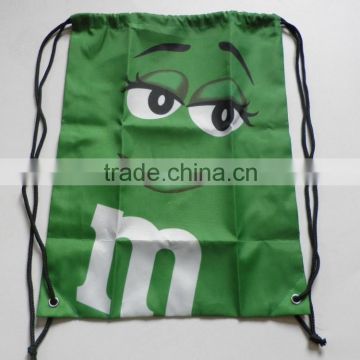 Cartoon Design Green Drawstring Bag