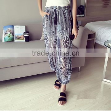 Lady and Woman Loose Wide Leg Chiffon Fat girl Pants and trousers