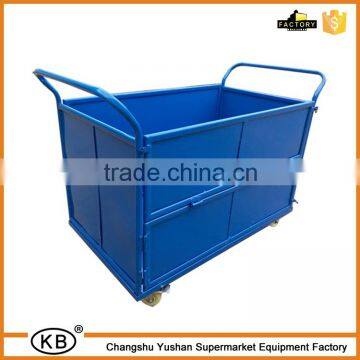 Factory metal storage cage folding push cart with wheels