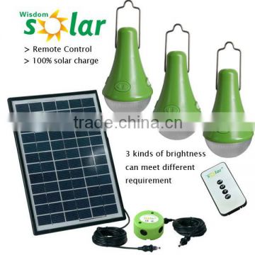 Solar light bulb system with 3 brightness for child studying,home lighting,camping & emergency lighting