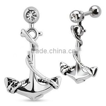 Anchor Dangle Surgical Steel Tragus Cartilage Barbell Body Piercing Jewelry