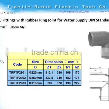 PVC Pipe Fittings Rubber Joint DIN Standard PN10