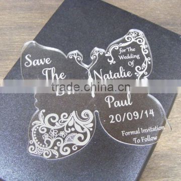 Laser cut Butterfly Personalised Acrylic Wedding Invitation cards