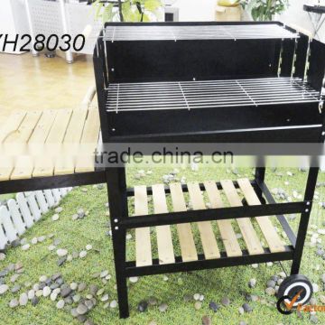 Forest Charcoal BBQ Grill wth wooden side table