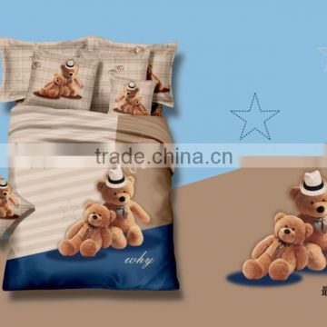 latest 3d new cartoon design 100% cotton comforter wholesale 4pcs bedding set