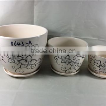 Ceramic flower pot different size with same pattern