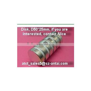 Sintered disk D50x25mm ndfeb magnet