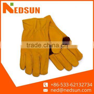 Manual reinforce protective leather gardening gloves for working