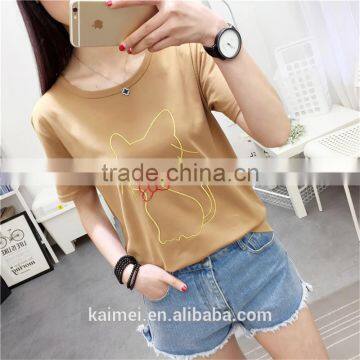 2017Wholesale OEM Eco-Friendly unique design amazing quality hot-selling best choice short sleeve casual lady t-shirt TC(70/30)