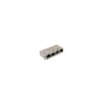 PA46 Multi Port (1 x 4) Tab-Down PCB brass RJ45 Connectors  with tin plated