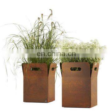 corten steel large metal modular box planter outdoor