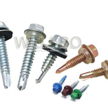 Hexagon head self drilling screw with EPDM washer