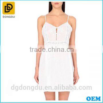 Custom Wholesale Sleepwear 2016 Fashion Cotton & Lace Short Nightdress