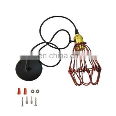 China Wholesale Vintage Industrial Lamp Red Bronze Iron Cage Pendant Light