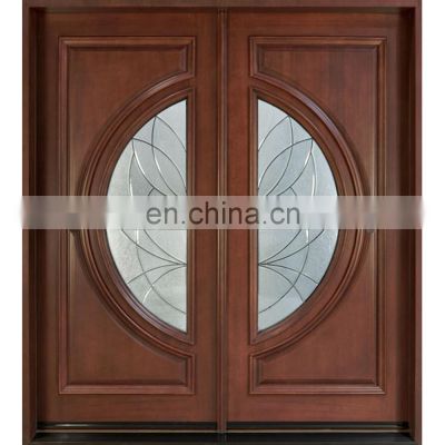 Modern exterior mahogany solid core timber front door with glass