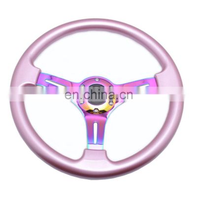 Jdm Universal 350mm neo chrome drift ABS Plastic Deep Corn Steering Wheel race New Rainbow Spoke Deep Dish