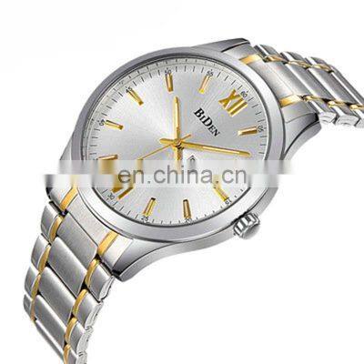 BIDEN 0032 Men Business Double Day Display Quartz Watches Fashion Stainless Steel Strap Casual Wristwatch