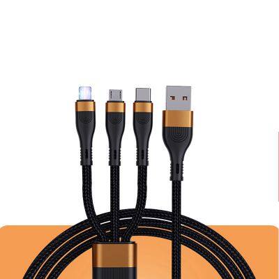 High quality 3 in 1 usb cable in super fast charger cable 6a 66W data line power for Mobile phone
