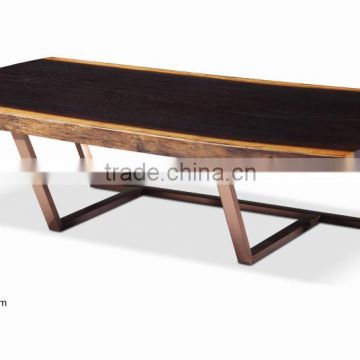 Natural homemade square wooden table top short stainless steel legs coffee table