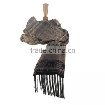 black and gray woven big size jacquard with tassel scarf