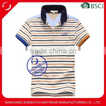 Fashion design cotton striped custom polo shirt for bulk wholesale