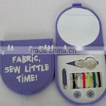 round shape travel sewing kits box with mirror