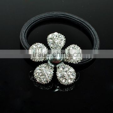 Handmade love bridal Custom jewelry handmade bling pearl flower soft hair tie for wedding dress