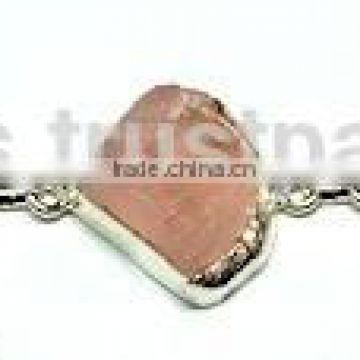 Rose Quartz Silver Bracelet, Designer 925 SemiPrecious Silver Bracelet, 925 Sterling Silver Designer Jewelry