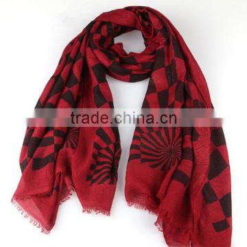 custom latest design new fashion women polyester red grid scarf