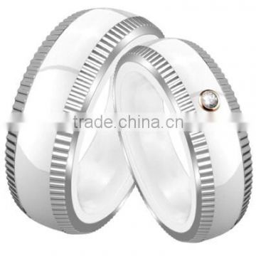 2014 new arrivals, Stainless Steel and ceramic wedding couple Rings Jewelry Fashion Jewelry wholesale china