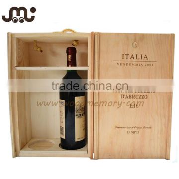 High quality slide top 2 bottles wooden wine box,hot sale wood slide box
