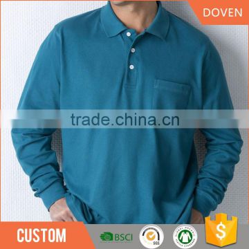 Wholesale cotton blank long sleeve polo shirt
