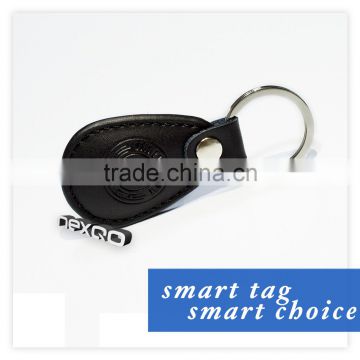 Custom leather rfid leather keychain tag, embossed leather tag