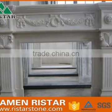 High quality curved white marble fireplace surround mantel RST-FP-K032