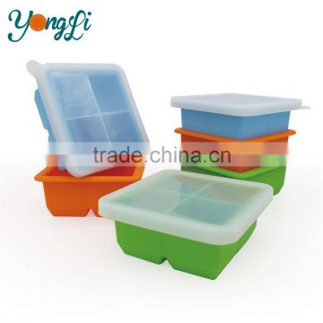 Eco-Friendly Feature And FDA Certification Large Squares Silicone Ice Cube Tray