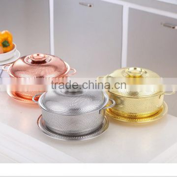 Round mesh Colored Colanders with lid and plates