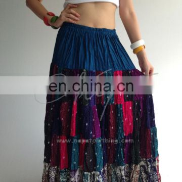 Plus size Patchy Soft Cotton Beach Hobo Hippie Gypsy Women Ladies Beach Long Casual Thai Skirt