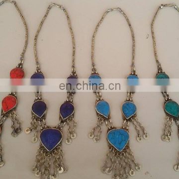 (KN-3012) Afghan Kuchi Gems Necklace