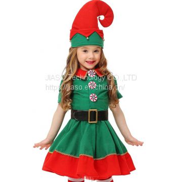 Wholesale Christmas costume children Elf Girl Fancy Dress Costume