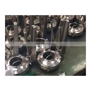 Hygienic manual SS304 DN50 threaded butterfly valve with pulling handle EPDM Seat