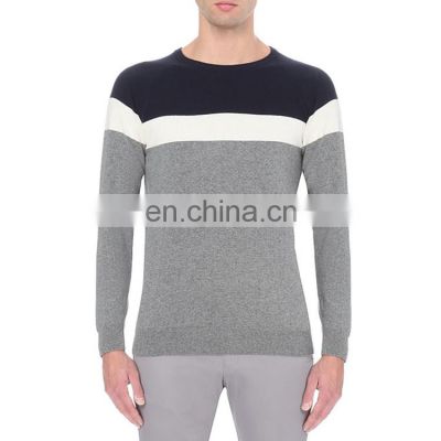 Fashion Mens Striped Pullover Sweater Cashmere Black White Gray Sweater