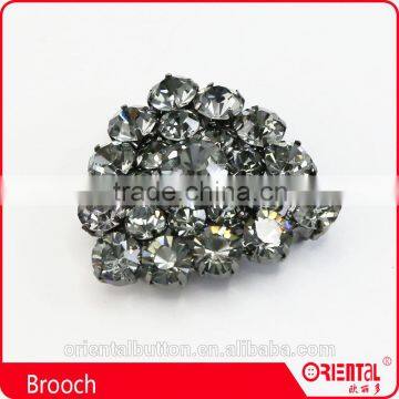 dark grey rhinestone decorated sewing type brooch for cappa and coats